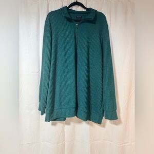 Torrid Teal Green Ribbed Half Zip Cardigan